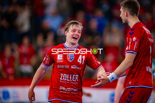 Torjubel Till Hermann (41;SG BBM Bietigheim), Nikola Vlahovic (3;SG BBM Bietigheim)