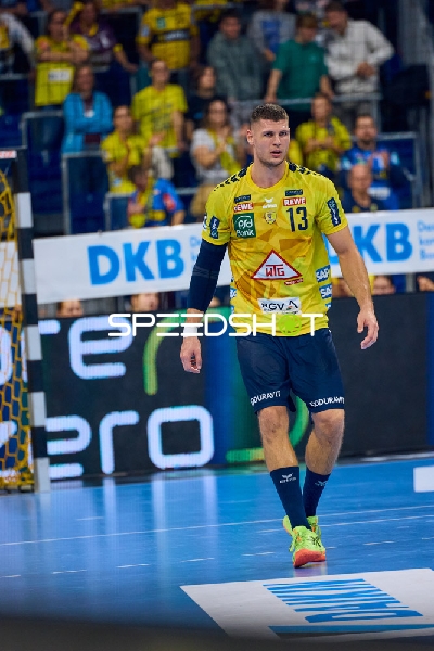 Sebastian Heymann von den Rhein Neckar Löwen ist auf dem Spielfeld zu sehen.