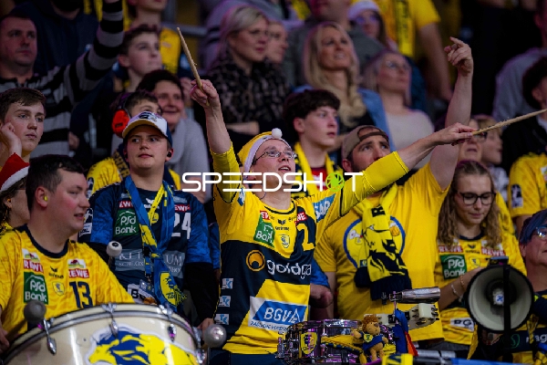 Fans in gelben Trikots feiern