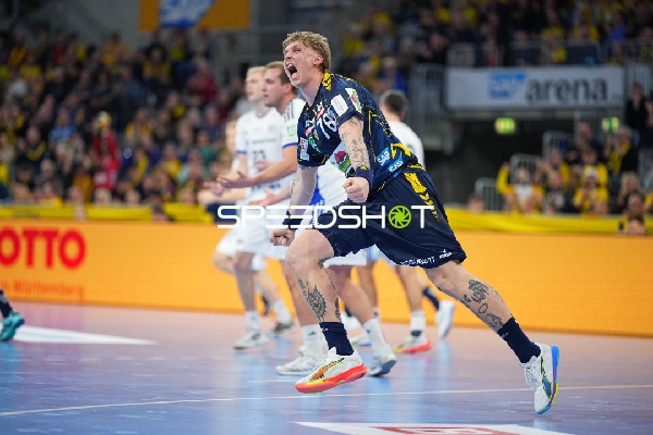 Edwin Aspenbäck (78; Rhein Neckar Löwen) und Niklas Weller (13; HSV Hamburg) in Aktion