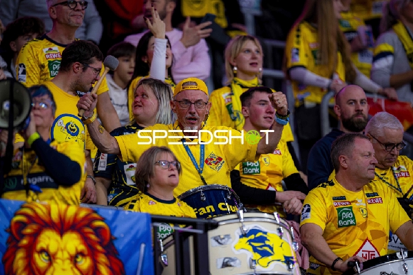 Fans in gelben Trikots feiern