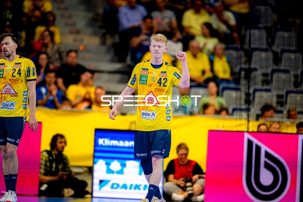 Torjubel Jon Lindenchrone Andersen (42;Rhein Neckar Löwen), Patrick Groetzki (24;Rhein Neckar Löwen)