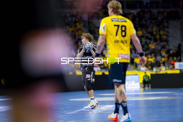 Mathias Larson (4; Rhein Neckar Löwen) und Edwin Aspenbäck (78; Rhein Neckar Löwen) in Aktion