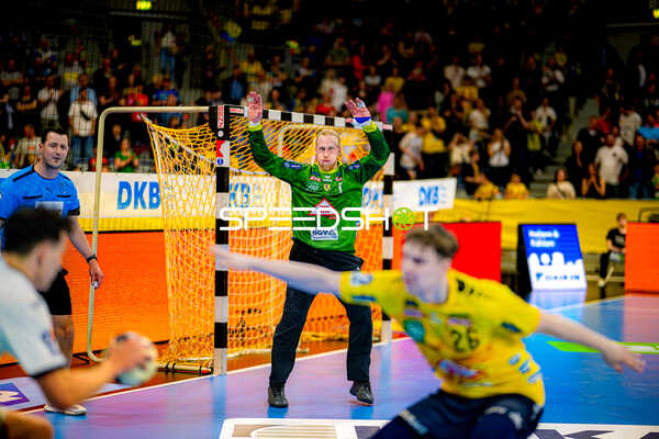 Rhein-Neckar Löwen Torwart gegen TBV Lemgo im Einsatz