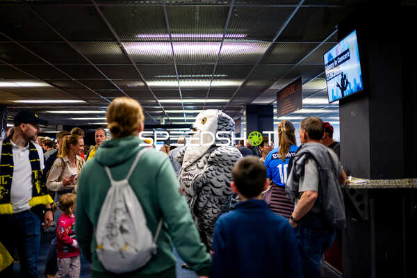 Fans und Maskottchen vor dem Spiel