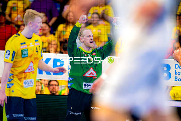 Spieler der Rhein Neckar Löwen jubelt