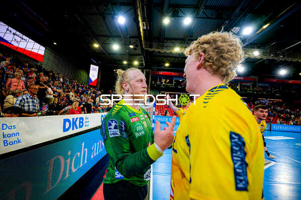 Torwart-Diskussion Mikael Appelgren (1;Rhein Neckar Löwen), Halil Jaganjac (45;Rhein Neckar Löwen)