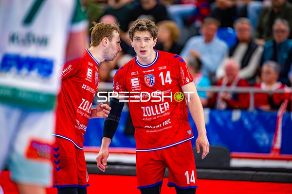 Kommunikation Fynn Nicolaus (14;SG BBM Bietigheim), Dominik Claus (7;SG BBM Bietigheim)