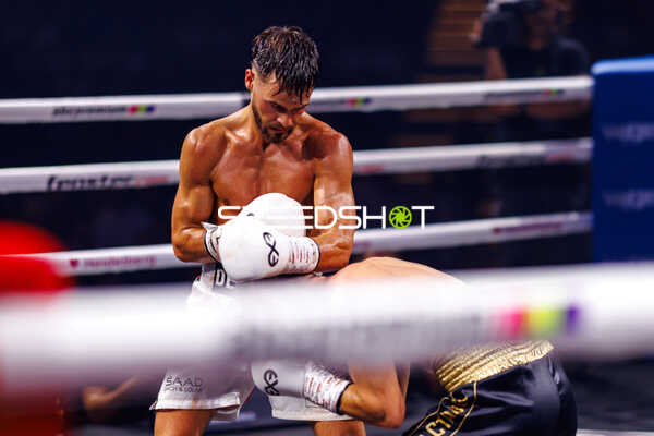 Boxer im intensiven Nahkampf