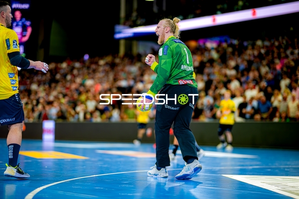 Torwart hält Ball Mikael Appelgren (1;Rhein Neckar Löwen)