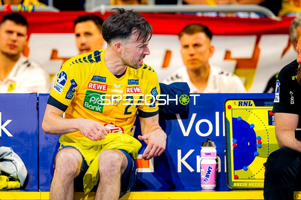 Pause mit Patrick Groetzki (24;Rhein Neckar Löwen), Ivan Martinović (5;Rhein Neckar Löwen), Sebastian Heymann (13;Rhein Neckar Löwen)