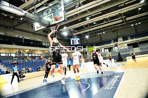 Spieler kämpfen um Korb