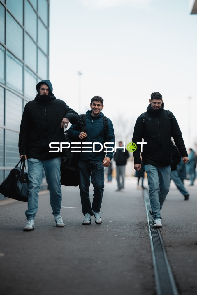 Spieler David Späth (29; Rhein Neckar Löwen), Sebastian Heymann (13; Rhein Neckar Löwen) und Gino Steenaerts (14; Rhein Neckar Löwen) unterwegs