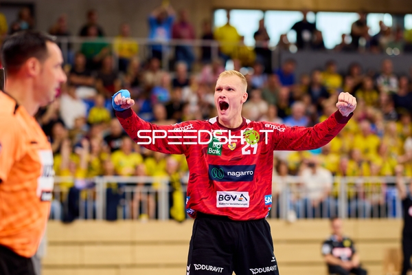 David Späth (29; Rhein Neckar Löwen) jubelt nach Tor