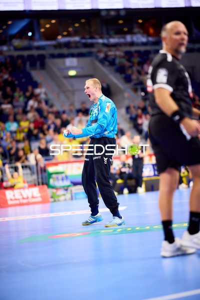 Emotionale Reaktion von David Späth (29; Rhein Neckar Löwen) bei Handball-Bundesliga-Spiel