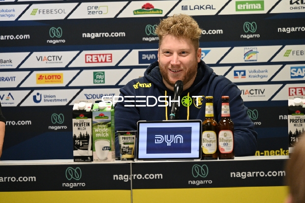 Kevin Gerwin (49; Rhein Neckar Löwen) bei Pressekonferenz