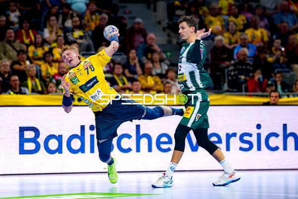 Edwin Aspenbäck (78; Rhein Neckar Löwen) wirft aufs Tor