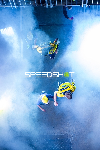 Szene mit 5; Rhein Neckar Löwen und 3; Rhein Neckar Löwen