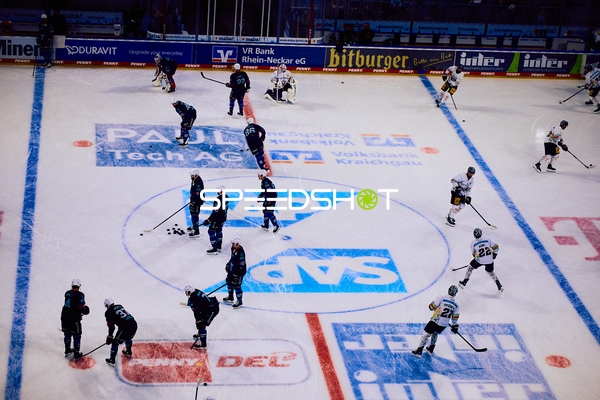 Aufwärmen der Adler Mannheim gegen Eisbären Berlin