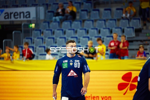 Spieler von Rhein Neckar Löwen auf dem Spielfeld