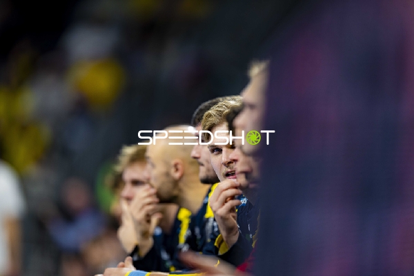 Spieler von Rhein Neckar Löwen auf der Bank