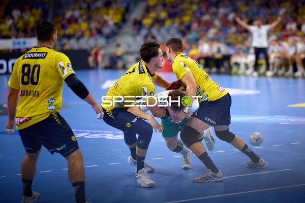 Handball Verteidigung Jannik Kohlbacher (80; Rhein Neckar Löwen) Sebastian Heymann (13; Rhein Neckar Löwen) Lasse Franz (7; TSV GWD Minden)