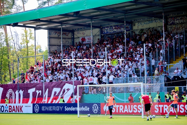 Fans feiern auf der Tribüne