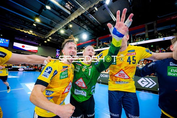 Jubel Mikael Appelgren (1;Rhein Neckar Löwen), Patrick Groetzki (24;Rhein Neckar Löwen), Halil Jaganjac (45;Rhein Neckar Löwen)