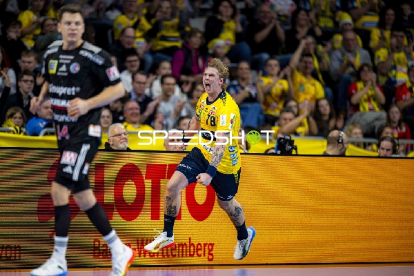 Christoph Steinert (44; HC Erlangen) und Edwin Aspenbäck (78; Rhein Neckar Löwen) in Aktion