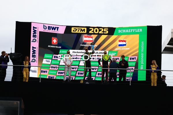 Podium mit DTM 2025 (1): Mirko Bortolotti, DTM 2025 (2): Nicki Thiim, 3; DTM 2025