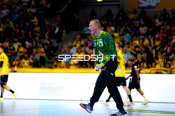 Torwart David Späth (29; Rhein Neckar Löwen) zeigt Emotion