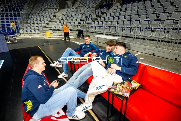 Spieler von Rhein Neckar Löwen entspannt vor Spiel