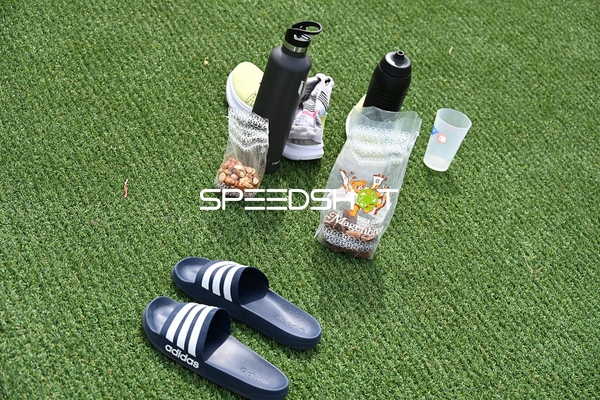 Sportliche Utensilien auf Rasen