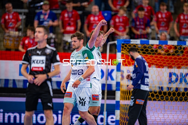 Torjubel Tim Gossner (17;Frisch Auf Göppingen), David Schmidt (77;Frisch Auf Göppingen)