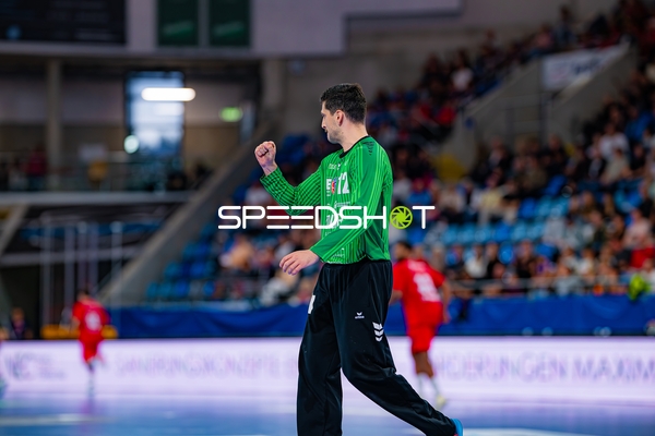 Torwart Filip Baranasic (12; SG BBM Bietigheim) zeigt Entschlossenheit