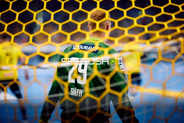 Torwart David Späth (29; Rhein Neckar Löwen) in Position