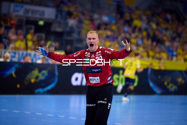 Torwart David Späth (29; Rhein Neckar Löwen) verteidigt