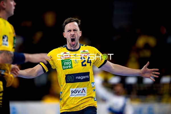 Patrick Groetzki (24; Rhein Neckar Löwen) jubelt nach Tor