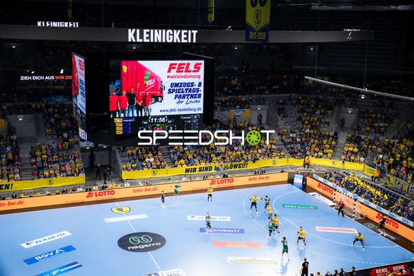 Abwehraktion von Mathias Larson (4; Rhein Neckar Löwen) und Stephan Seitz (44; ThSV Eisenach)