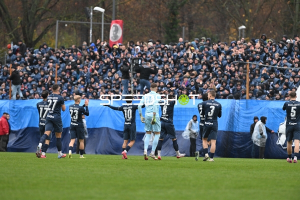 Spieler feiern vor Fans