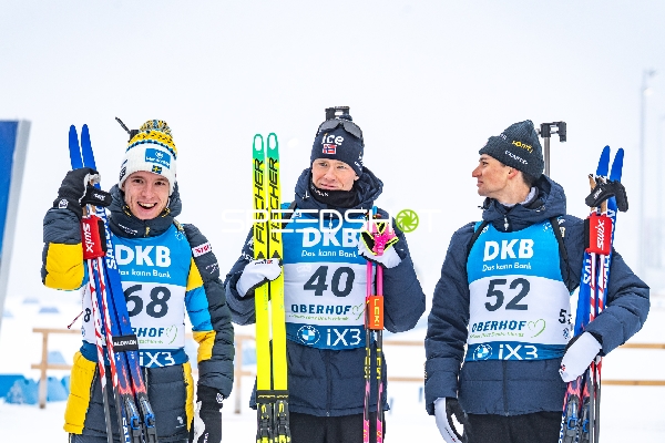 Biathlon, BMW IBU WORLD CUP BIATHLON, Sprint Männer 10km, Oberhof, Deutschland, SAMUELSSON Sebastian #68 SWE, ULDAL Martin #40 NOR, PERROT Eric #52 FRA
