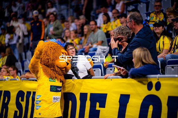 Fans und Maskottchen in Aktion