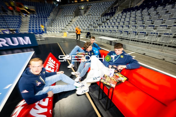 Spieler von Rhein Neckar Löwen vor Spiel