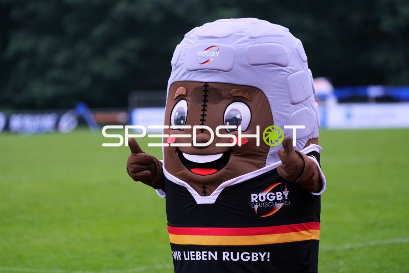 Rugby Deutschland Maskottchen mit Daumen hoch in Hamburg