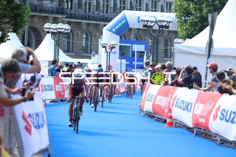 Radstrecke beim Triathlon am Jungfernstieg in Hamburg