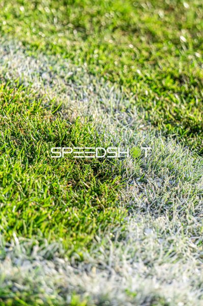 Detailaufnahme der Spielfeldmarkierung im Hamalandstadion Vreden