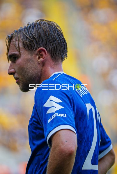 Spieler des SV Darmstadt 98 im Rudolf-Harbig-Stadion Dresden