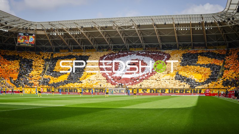 Dynamo-Fans zeigen Choreo im Rudolf-Harbig-Stadion beim Heimspiel