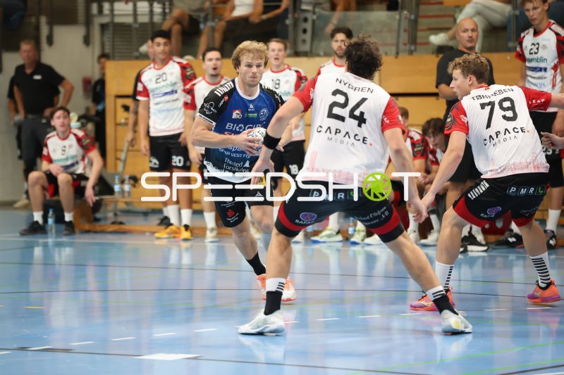 Joachim Hyldgaard (#5; Skive fH) im Angriff gegen HK Malmö