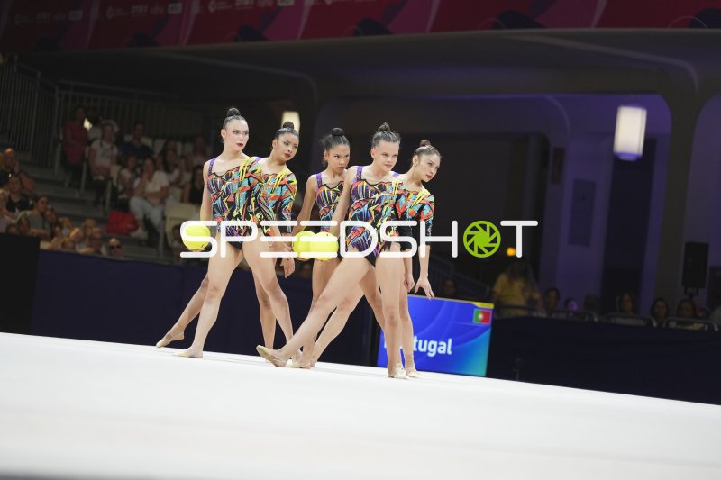 Portugal-Gruppe mit Bällen bei der Rhythmischen Sportgymnastik-WM in Frankfurt
